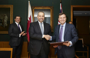 International Trade Minister Greg Hands and Qatari Minister of Economy and Commerce, HE Sheikh Ahmed bin Jassim al Thani