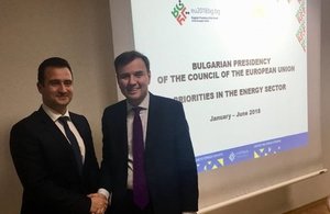 Minister Greg Hands with Bulgarian Deputy Energy Minister Zhecho Stankov.