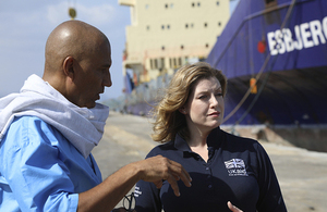 Secretary of State Penny Mordaunt visits a port in Djibouti from where UK aid is shipped to Yemen. Picture: Benet Coulber/DFID