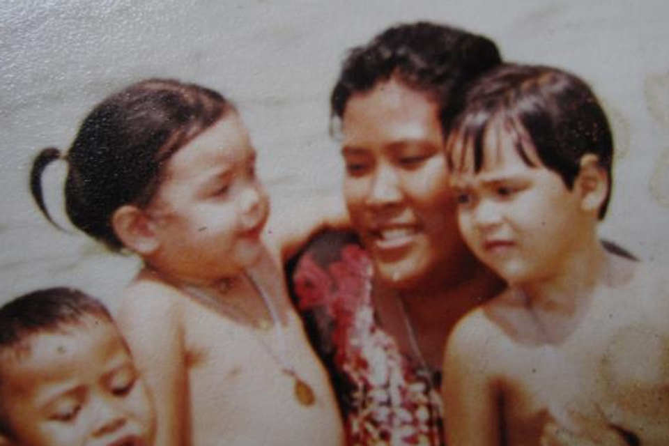 Captain Anne-Marie Douglas-Evans as a child with her mother and siblings