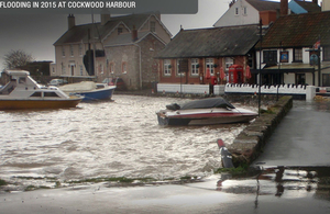 High water levels in the harbour at Cockwood in 2015