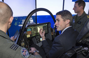 The Defence Secretary Gavin Williamson experienced the world-class technology of the new F-35 today in a Lockheed Martin F-35 simulator in London. Crown copyright.