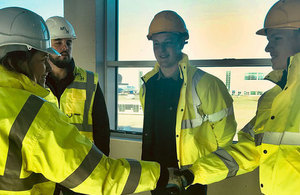 Baroness Sugg, Aviation Minister, meets apprentices at Luton Airport.