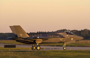 Flt Lt Liam taxiing the F-35B Lightning before his first flight.