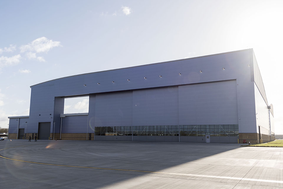 A £70 million hangar large enough to contain three of the RAF’s new Atlas transport aircraft at the same time was officially opened by Defence Minister Guto Bebb at RAF Brize Norton today. Crown copyright.
