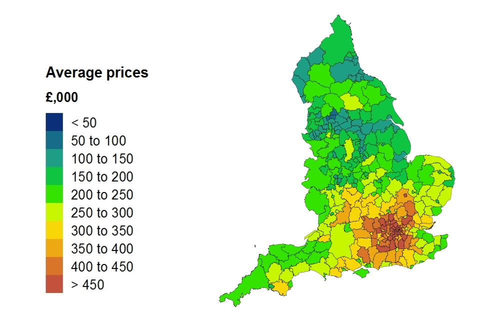 Average price by local authority for England