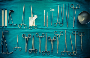 Surgical instruments and tools including scalpels, forceps and tweezers by Dario Lo Presti at Shutterstock
