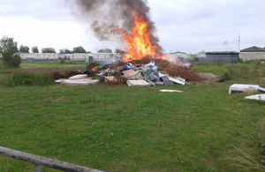 Waste burning at Ingoldmells Leisure park site