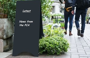 Pub billboard stating, 'PCA latest news'