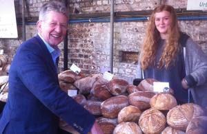 Don Foster at a bakery stall