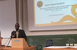 Africa J. Bwamkuu speaking on the importance of capacity building in research institutes
