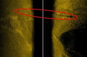 Sonar image of an eel 'Fyke' net