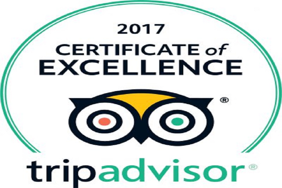 Tripadvisor 2017 certificate of excellence