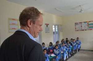 The permanent secretary of the UK’s Department for International Development, Matthew Rycroft during his visit to a school in Pakistan.