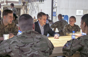 Defence Secretary meeting UK personnel in Kabul. Crown copyright.