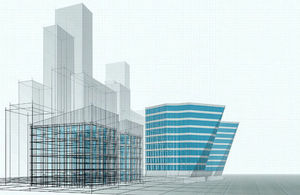 Graphic rendering of a building