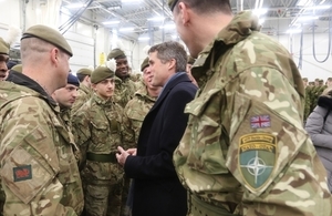 Defence Secretary meets UK personnel in Tapa, Estonia. Crown copyright.