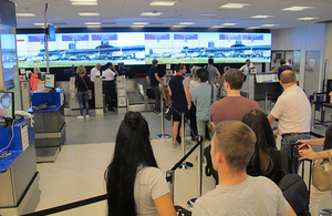 Airport check in queue.