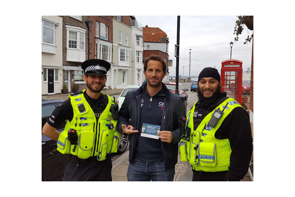 Ben Ainslie with Ministry of Defence Police officers. 