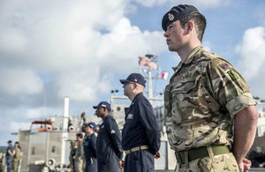 Corporal Darren Phillips onboard USNS Brunswick as part of Pacific Partnership 2018.