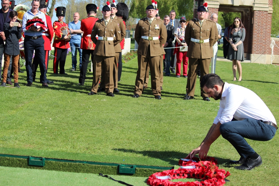 Great Great Nephew Jack Innes-Walker lays a wreath, Crown Copyright, All rights reserved