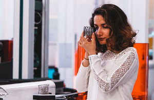 Hanifeh Zarezadeh, 3D Development Engineer at Photocentric, examines the quality of jewellery 3D prints.