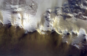 The ExoMars Colour and Stereo Surface Imaging System, CaSSIS, captured this image of the rim of Korolev crater