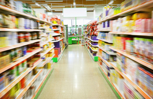 An aisle in a supermarket.