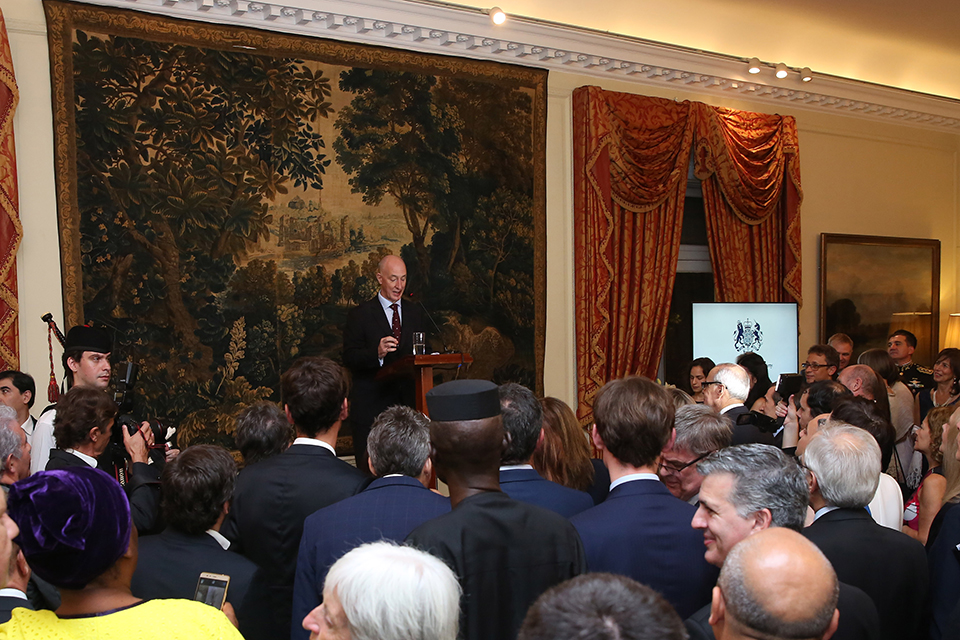 HMA Mark Kent during his speech at the Queen's Birthday party.
