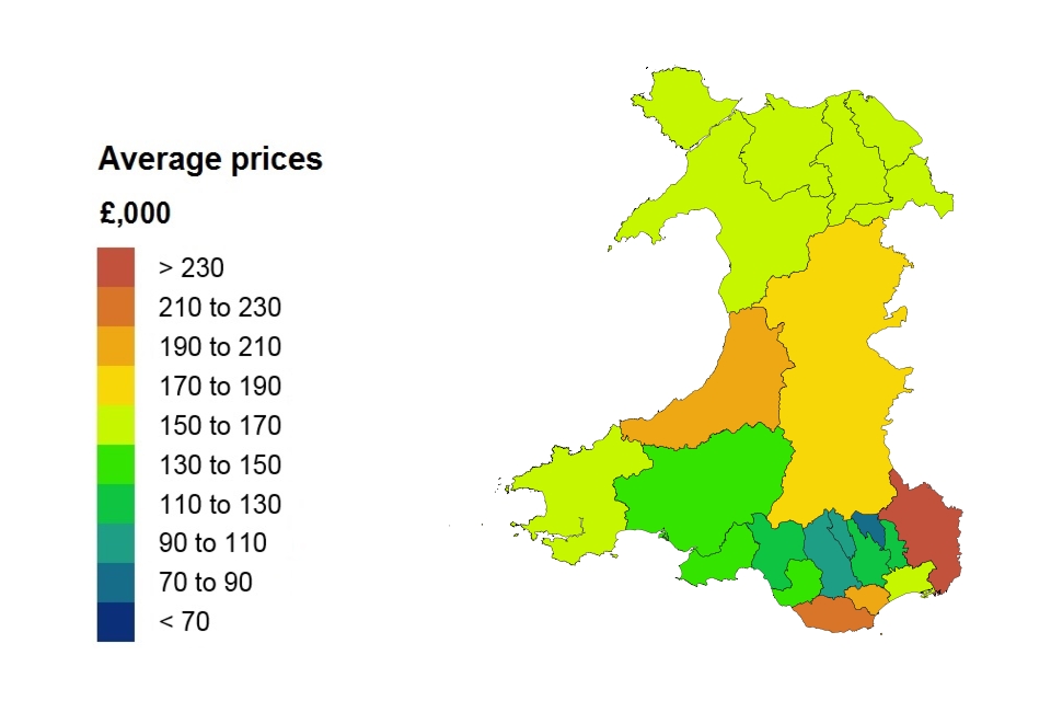 Average price by local authority for Wales
