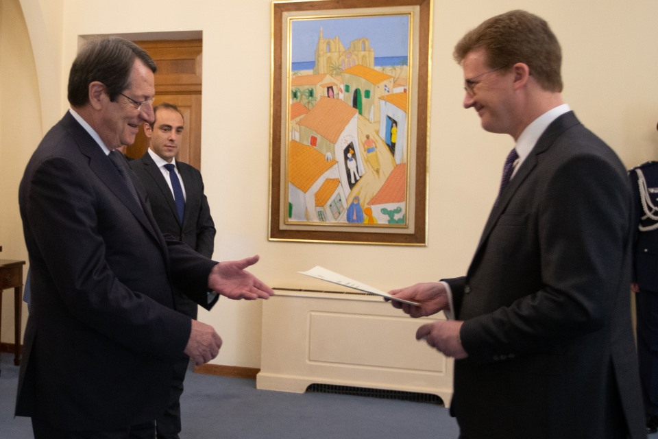 High Commissioner to Cyprus Stephen Lillie presents credentials