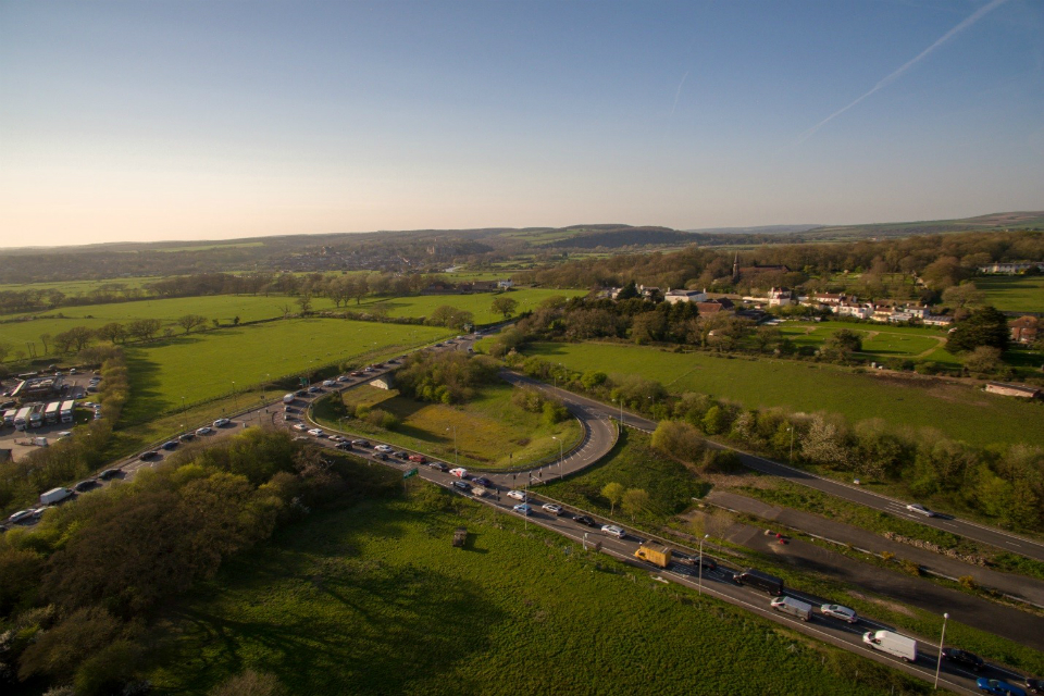 The existing A27 Crossbush junction at Arundel
