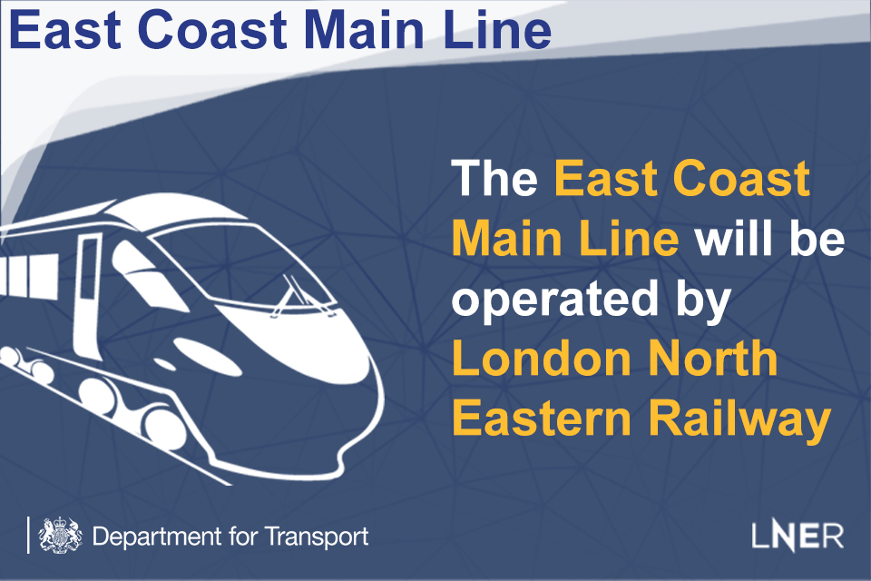 The East Coast Main Line will be operated by London North Eastern Railway.