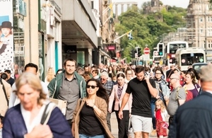People walking on a street in Edinburgh