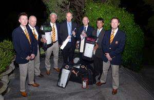 British Ambassador John Freeman together with members of the Argentine Cricket Association receives the MCC's donation