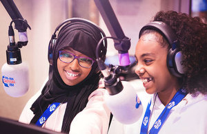 Children doing a radio broadcast at KidZania.