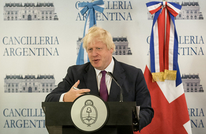 FS Johnson at a press conference at the Argentine Foreign Ministry.