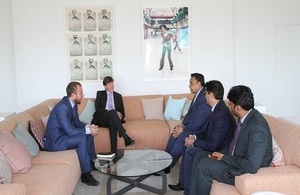 Acting High Commissioner Richard Crowder and Deputy Trade Director Matt Lister from the British High Commission meeting with President Malik Tahir Javaid and Secretary General Shahid Khalil of the Lahore Chambers of Commerce & Industry.