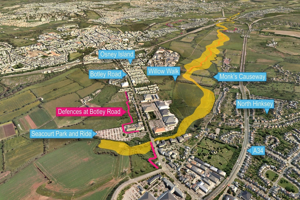 The location of the flood scheme in Oxford