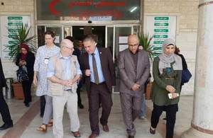 Minister Burt at a hospital in Gaza.