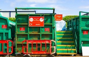 Recycling container at a recyling centre in England via Imran's Photography at Shutterstock