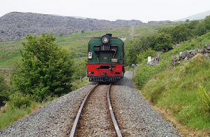 The derailed locomotive after coaches had been removed (image courtesy of the Ffestiniog and Welsh Highland Railways)