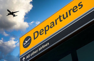 Airport departures sign.