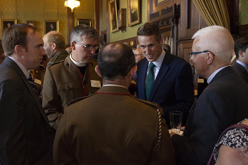 Defence Secretar Gavin Williamson speaks to Reservists at the House of Commons