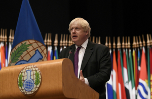 Foreign Secretary Boris Johnson addresses the OPCW Special Conference of the States Parties