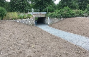 Image shows Tyne Green flood bank complete