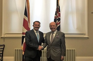 Picture of International Trade Secretary Dr Liam Fox meeting US Commerce Secretary Wilbur Ross