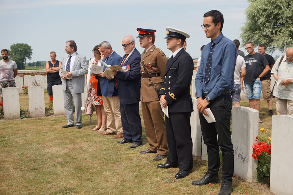 Attendees including representatives from the British Embassy and the Regiment at Private Frederick William Birks ceremony, Crown Copyright, All rights reserved