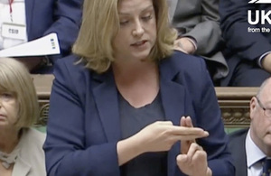Penny Mordaunt using sign language in Parliament