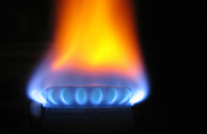 An image of a flame from a gas burner.